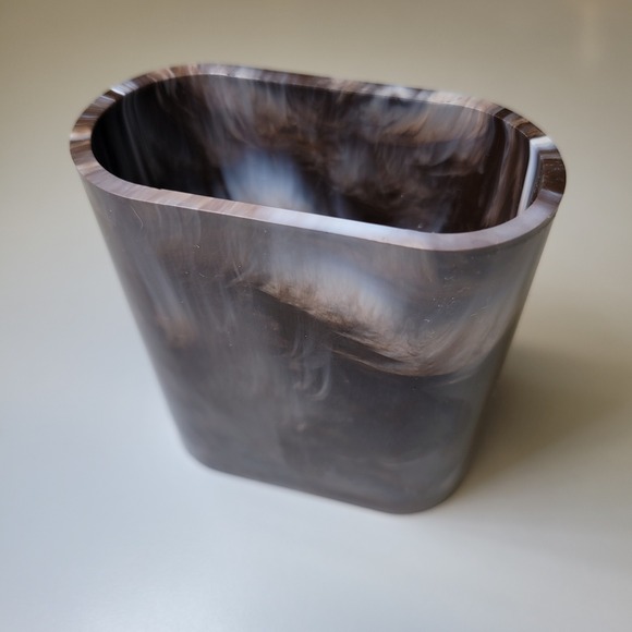 Crisloid Shaker Cup Vintage Backgammon Marbled Swirl Brown White Oval - Picture 3 of 6